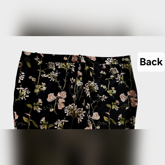 Tommy HILFIGER Sz 14 Floral Print Black Pants For Chic Summer - Picture 8 of 9